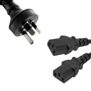 8Ware 1.8M Aus 3 Pin Wall To 2 x IEC C13 Pc Power Cable