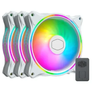 Cooler Master MasterFan MF120 Halo ARGB LED White Edition 120mm PWM Fan 3 Pack + Controller