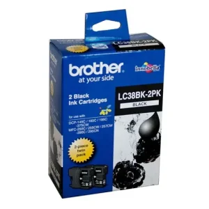 Brother LC38BK-2PK Black Twin Pack Ink Cartridges