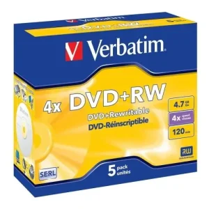 Verbatim 4.7GB DVD+RW 4x 5 Pack Jewel Case