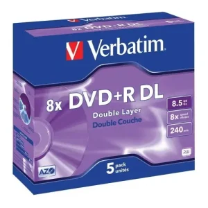 Verbatim 8.5GB DVD+R DL 8x 5 Pack Jewel Case
