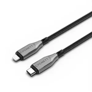 Cygnett Armoured 1M Lightning to Type-C USB Black Charge Sync Cable